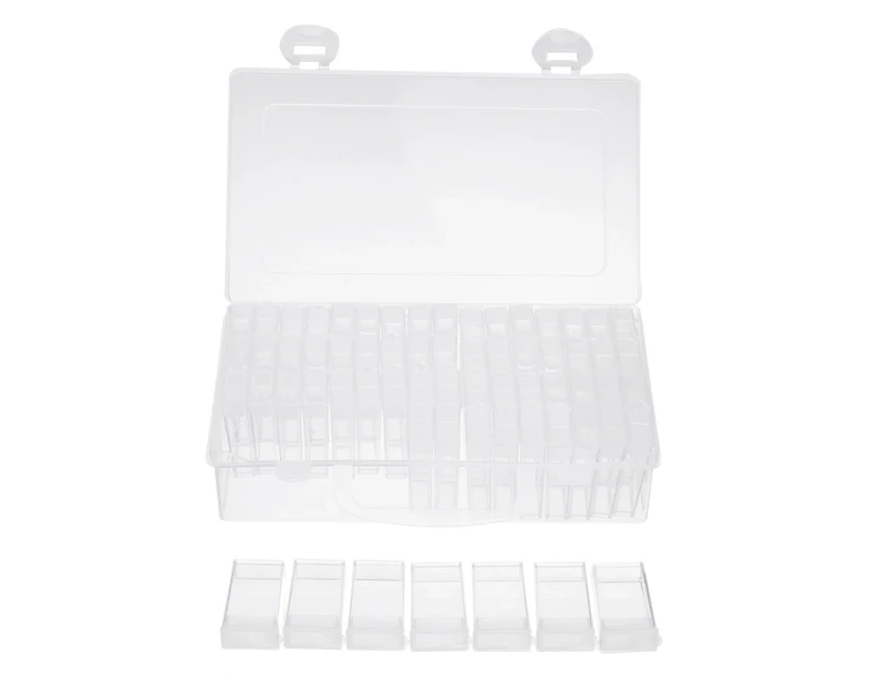 Portable Lattice Transparent Plastic Storage Box 64 Grid Jewelry Drill Nail Art Sticker Beads Storage Box