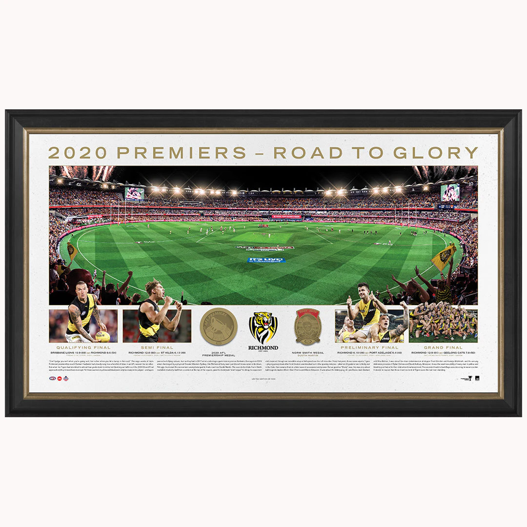 Richmond 2020 Afl Premiers Official Panoramic Gabba Print Framed - 4662 Star Track Premium