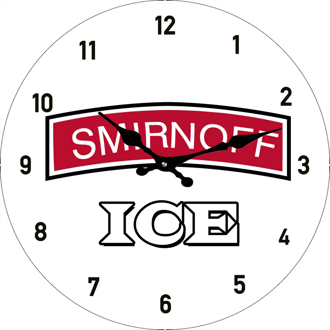 French Country Glass Wall Clock Small 17cm Smirnoff Vodka Clocks