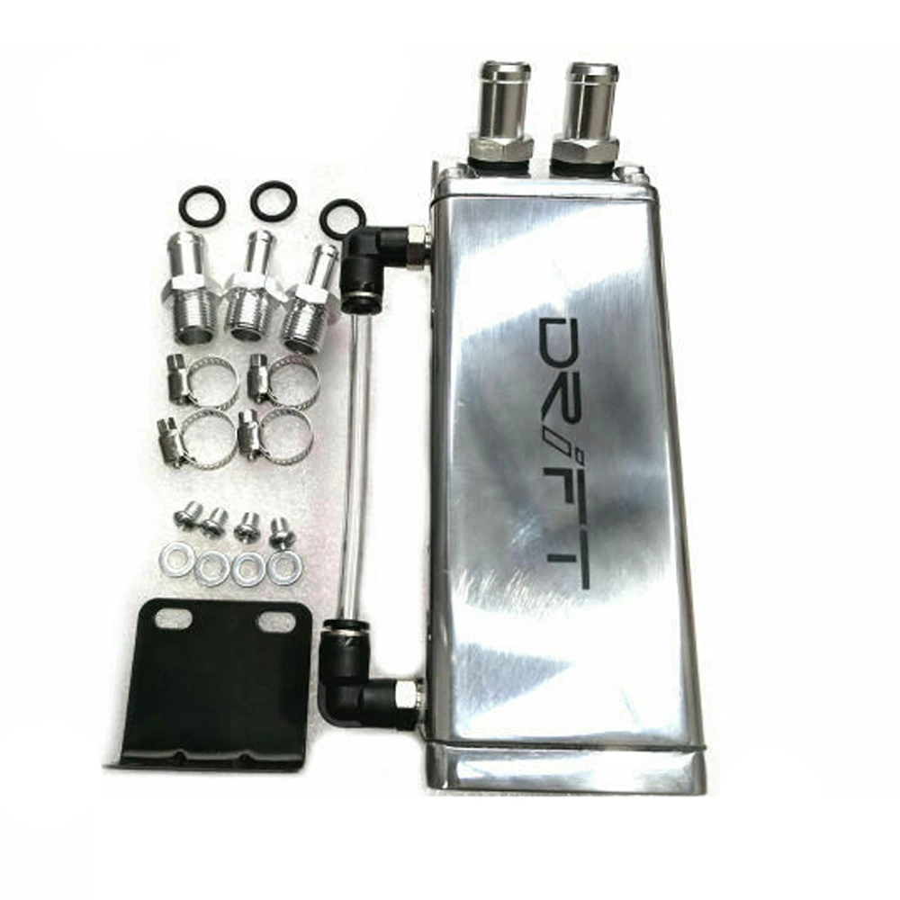 Drift D1-Oct-P 600cc Oil Catch Can Tank Assy Polished Alloy Hose Outlets & Mount