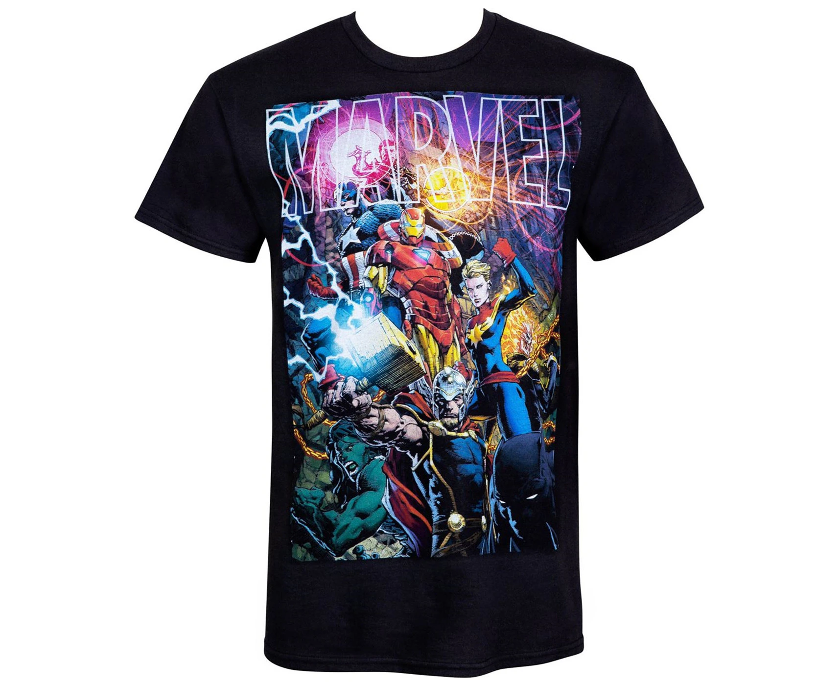 Marvel Logo With Heroes Men's-T-Shirt