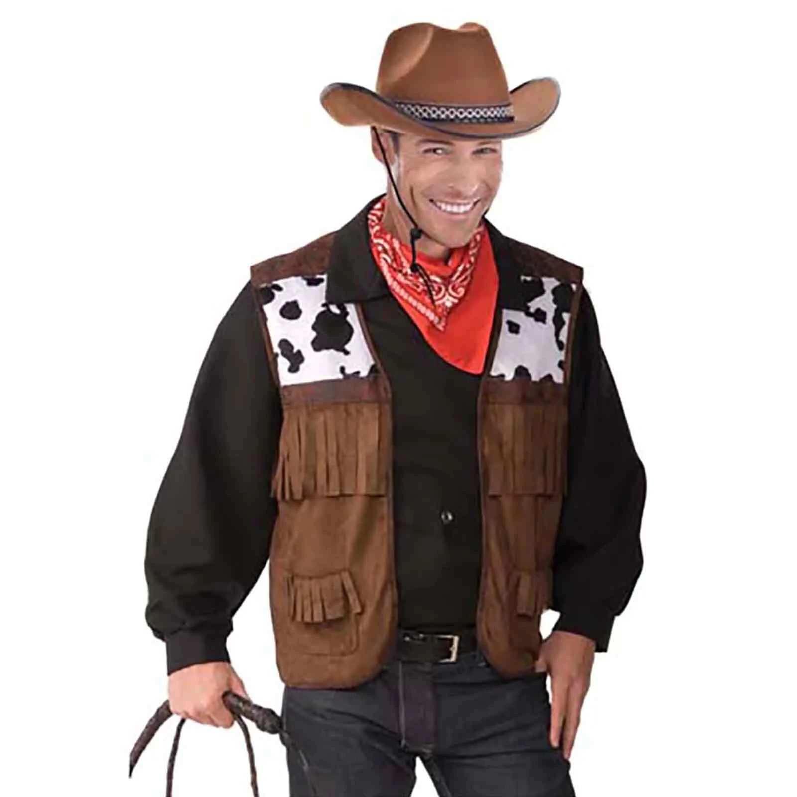 Wild West Cowboy Vest Brown Costume Accessory - Adult