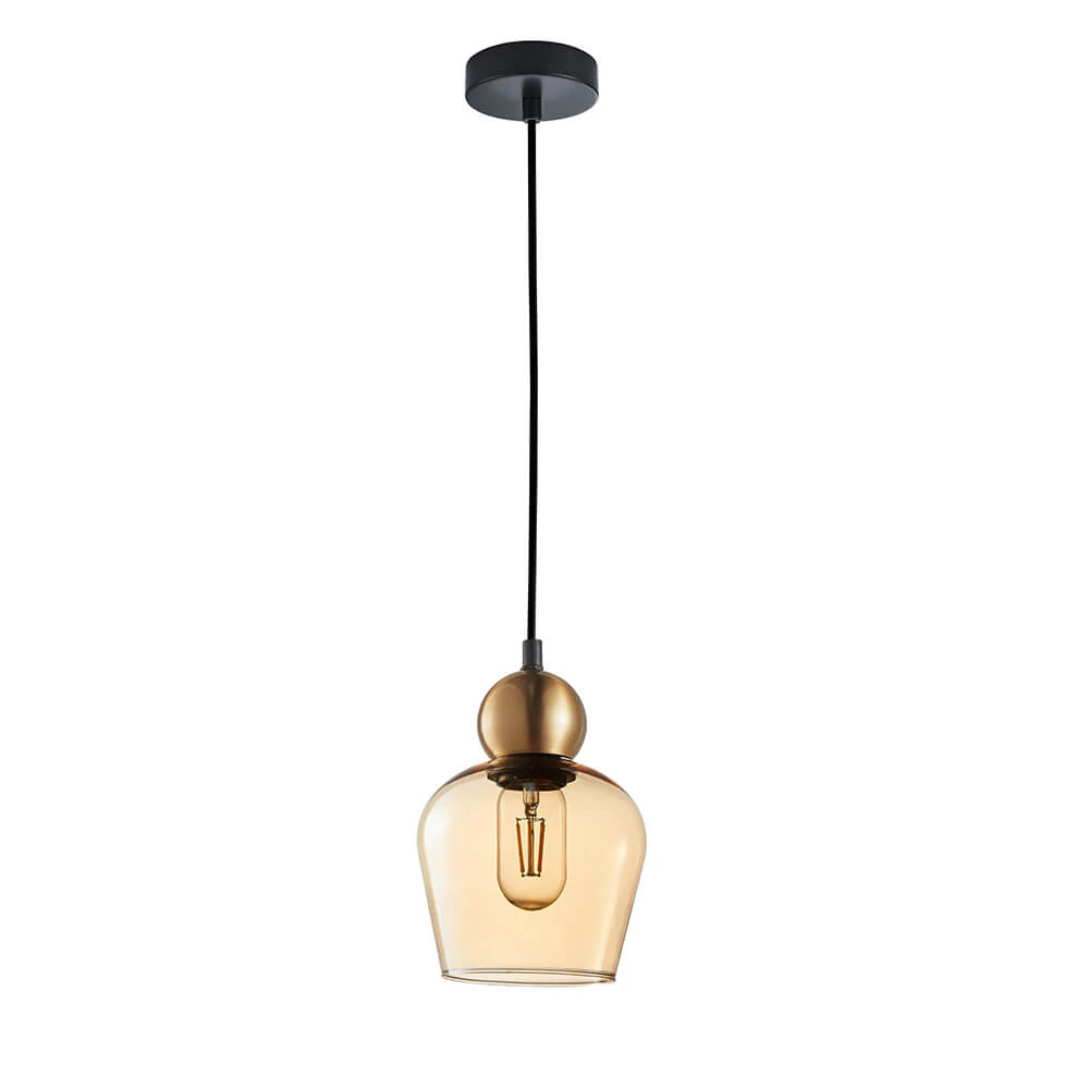 CLA LIGHTING Champan Interior Glass Ellipse Pendant Light - Bronze / Amber