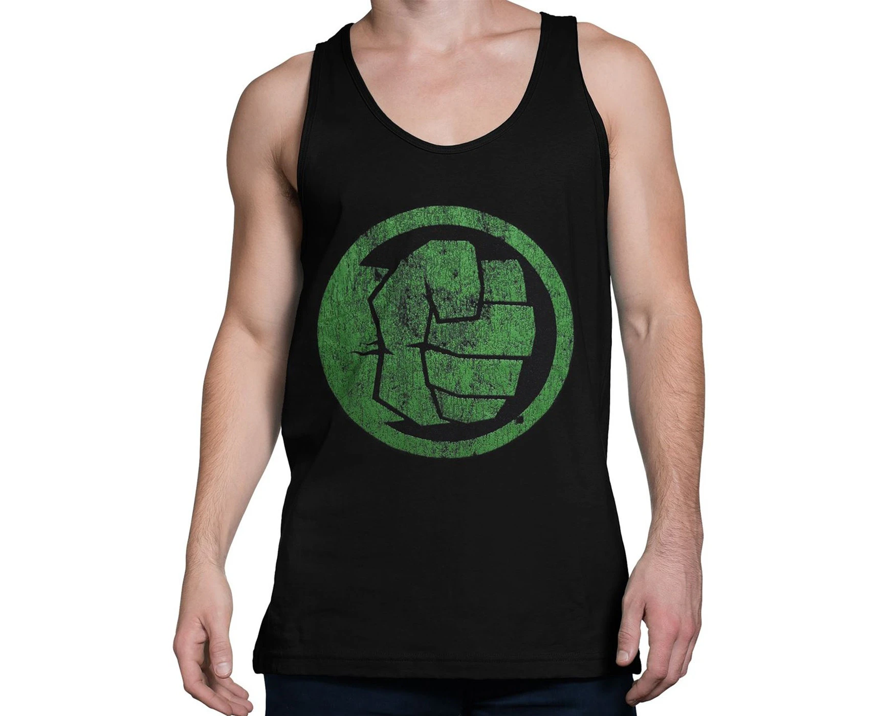 Hulk Fist Bump on Black Men's Tank Top