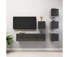 vidaXL 6 Piece TV Cabinet Set High Gloss Grey Engineered Wood