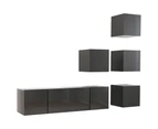 vidaXL 6 Piece TV Cabinet Set High Gloss Grey Engineered Wood