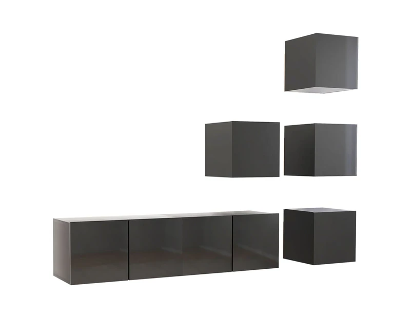 vidaXL 6 Piece TV Cabinet Set High Gloss Grey Engineered Wood