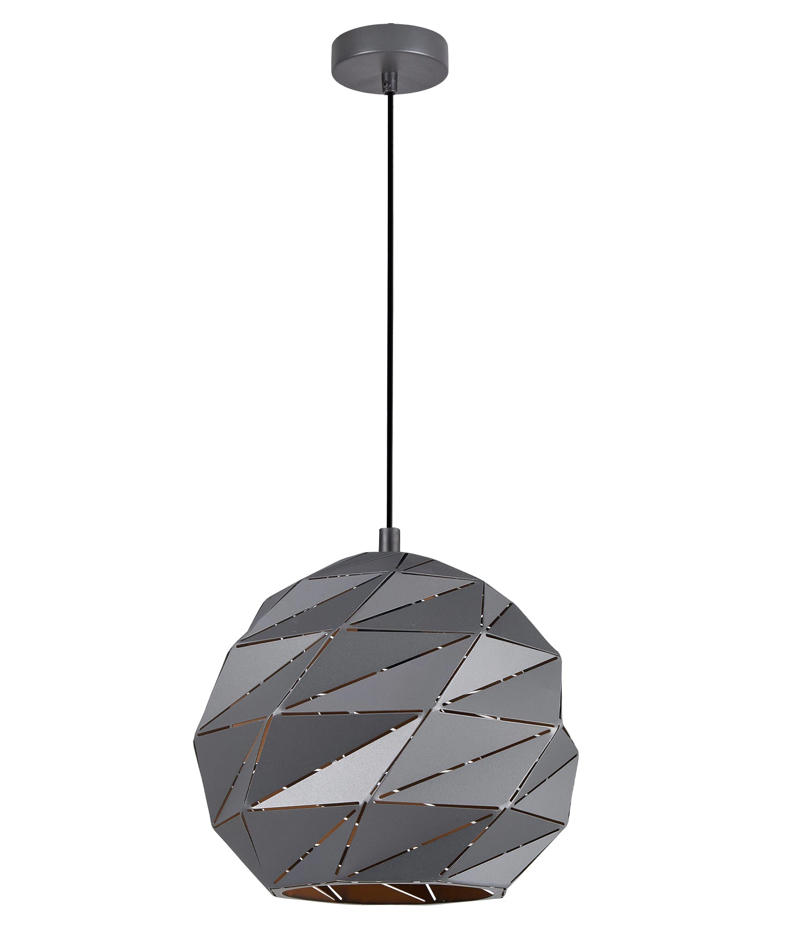 Interior Large Dome Carved Iron Origami Style Pendant Lights - Matt Grey