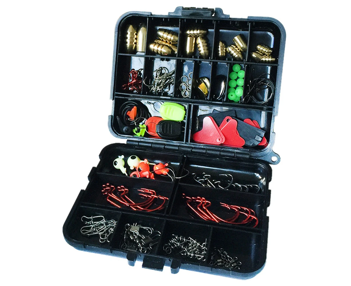 Lixada 20 Kinds 128pcs Fishing Accessories Hooks Fishing Swivels Weight Fishing Sinker with Storage Box