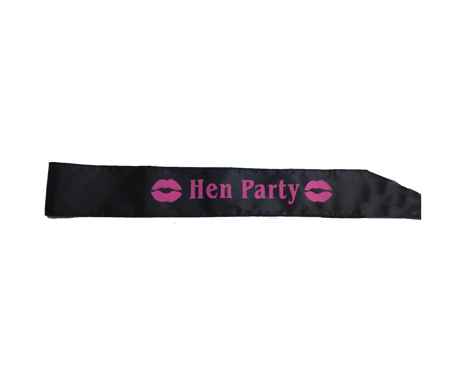 HEN'S NIGHT SASH Party Girls Wedding Bridesmaid Bridal Bride To Be Satin Sashes - Hen Party (Black with Pink Writing)