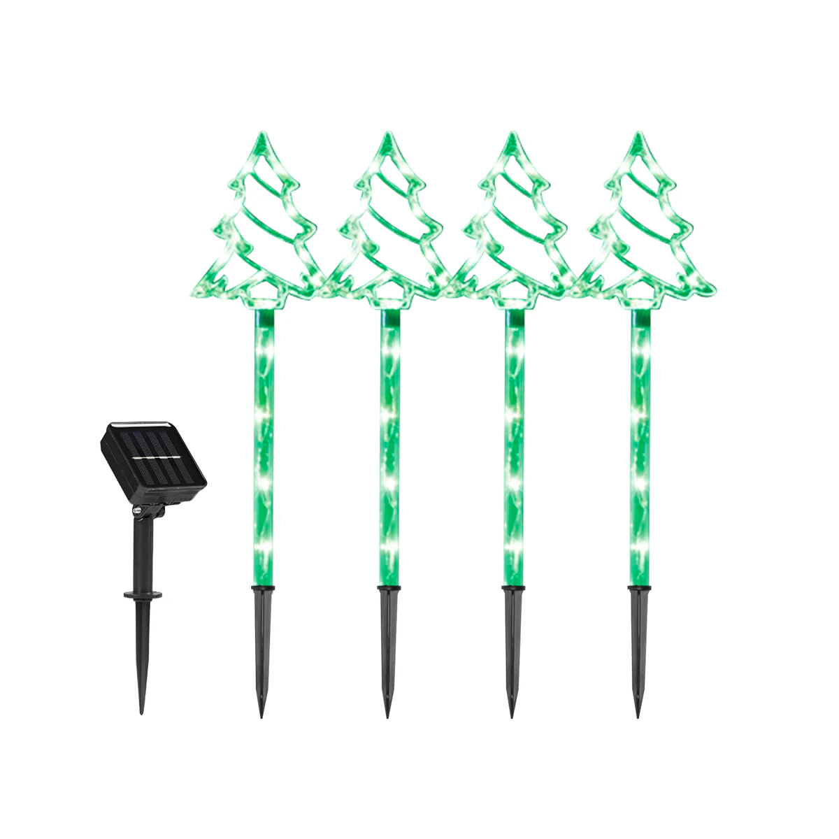 Christmas By SAS 4PCE Tree Green LED Solar Stake Lights Auto Sensor 60cm