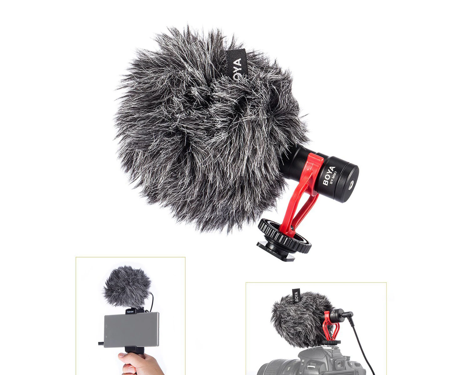 Boya BY-MM1 BY Shotgun Video Microphone Universal Compact On-Camera Mini Recording Mic Directional Condenser-Black