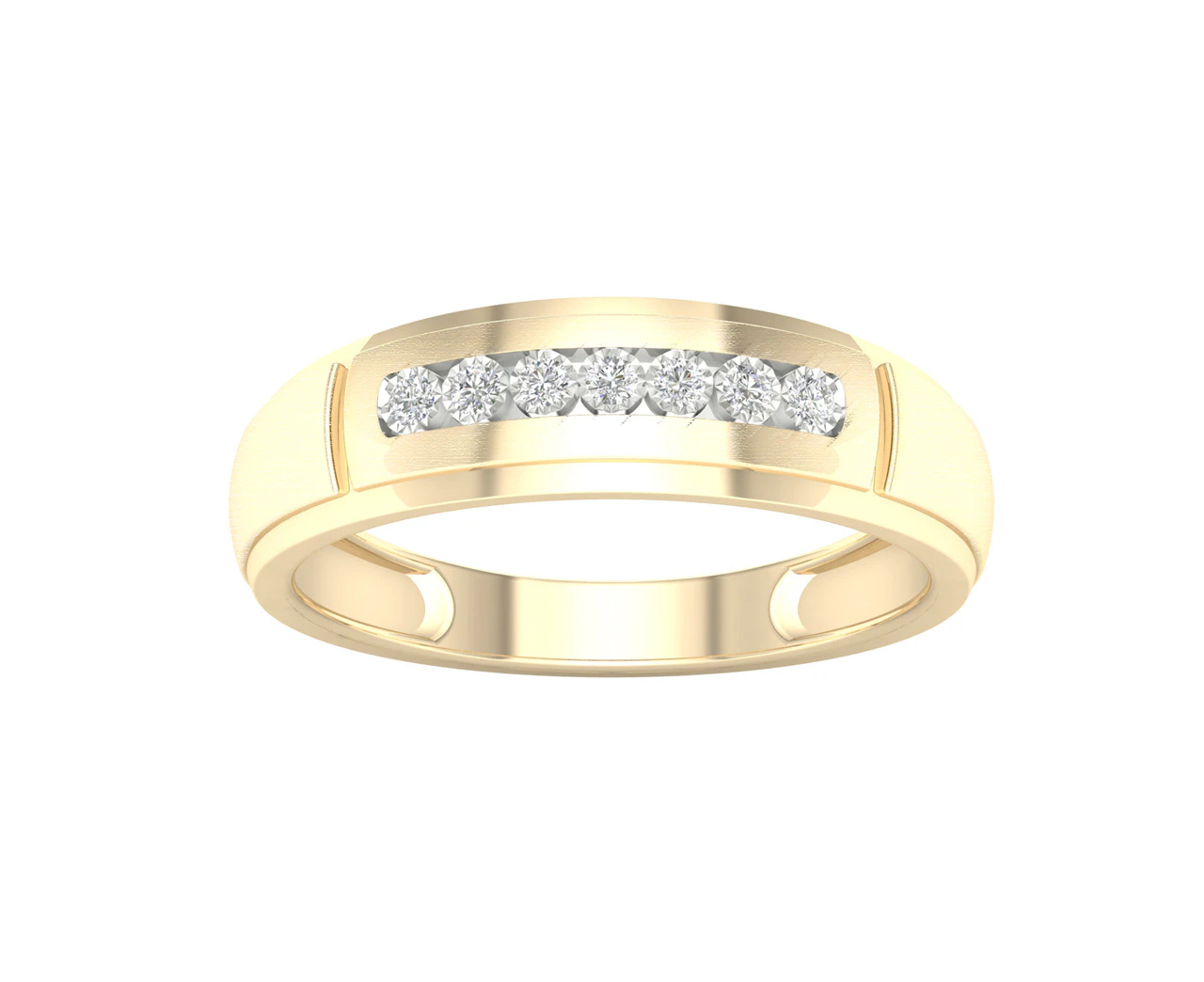 De Couer 9KT Yellow Gold Diamond Men's Wedding Band (1/10CT TDW, H-I Color, I2 Clarity)