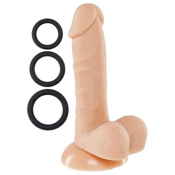 Cloud 9 Novelties Pro Sensual Premium Silicone Dong 6 Inch With 3 C Rings Beige Ultimate Pleasure For Him And Her