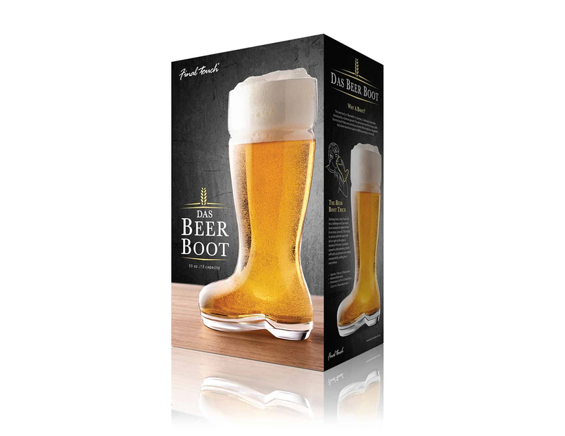 Final Touch 1L Das Beer Boot Glass Beer Drink Mug Barware long Glass Clear