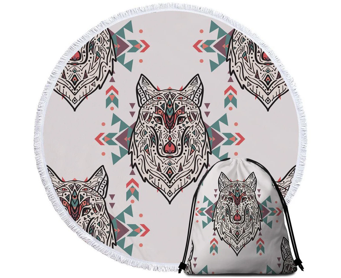 Persian Wolf Beach Towel