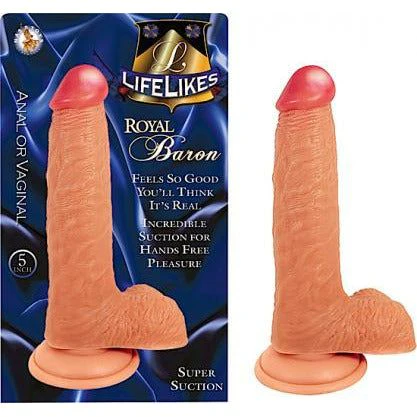 Lifelike Royal Baron 5in Realistic Suction Cup Dildo For Hands Free Pleasure Model Rb5 Male Anal Deep Blue