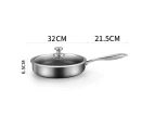 316 Stainless Steel Frying Pan Non-Stick Cooking Frypan Cookware 32cm Honeycomb DoubleSided - 32cm with lid