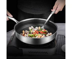 316 Stainless Steel Frying Pan Non-Stick Cooking Frypan Cookware 32cm Honeycomb DoubleSided - 32cm with lid