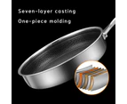 316 Stainless Steel Frying Pan Non-Stick Cooking Frypan Cookware 32cm Honeycomb DoubleSided - 32cm with lid