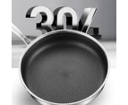 316 Stainless Steel Frying Pan Non-Stick Cooking Frypan Cookware 32cm Honeycomb DoubleSided - 32cm with lid