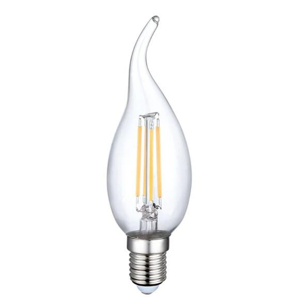 10x LED 4W Filament E14 C35T  Pull Tail - Flame Tip - Chandelier Bulbs - 6000K