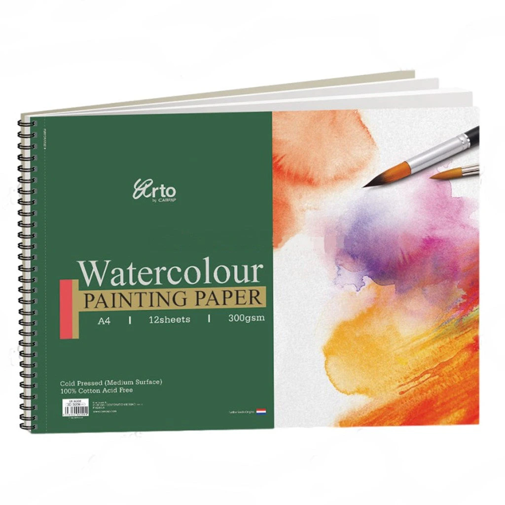 Arto 100% Cotton Spiral Watercolour Paper Pad - A4 300gsm