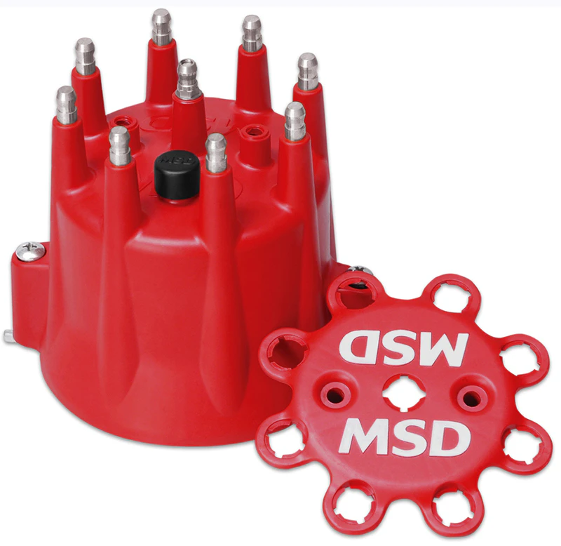 MSD Distributor Cap, Male/HEI-Style, Red, Extra-Duty, Pro-Billet, Clamp-Down, GM, V8, Each