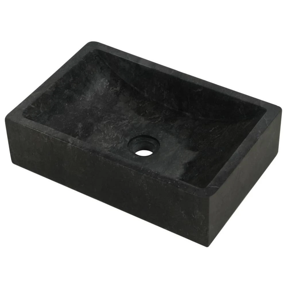 Black Marble Washroom Basin Rectangular Bathroom Sink Rustic Vanity Washbasin 45x30x12cm