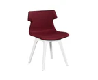 Wave Waiting Room Chair - Dart Base - white, burgundy upholstered