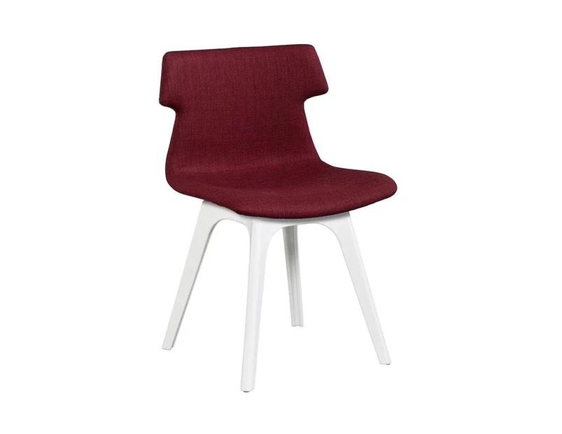 Wave Waiting Room Chair - Dart Base - white, burgundy upholstered