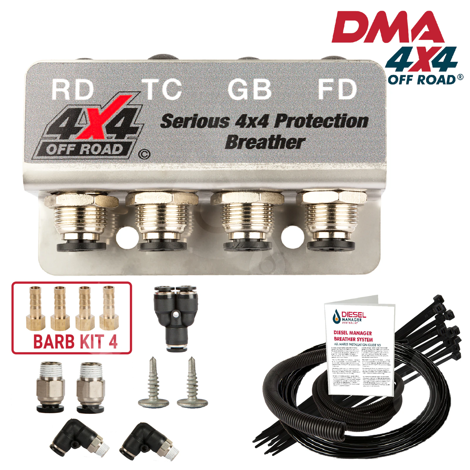 DMA Diff Breather Kit 4 Port For Toyota Landcruiser 80 Series 4X4