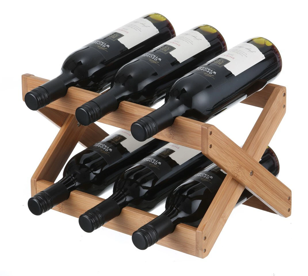 Bamboo Wine Folding Rack 6 Bottles