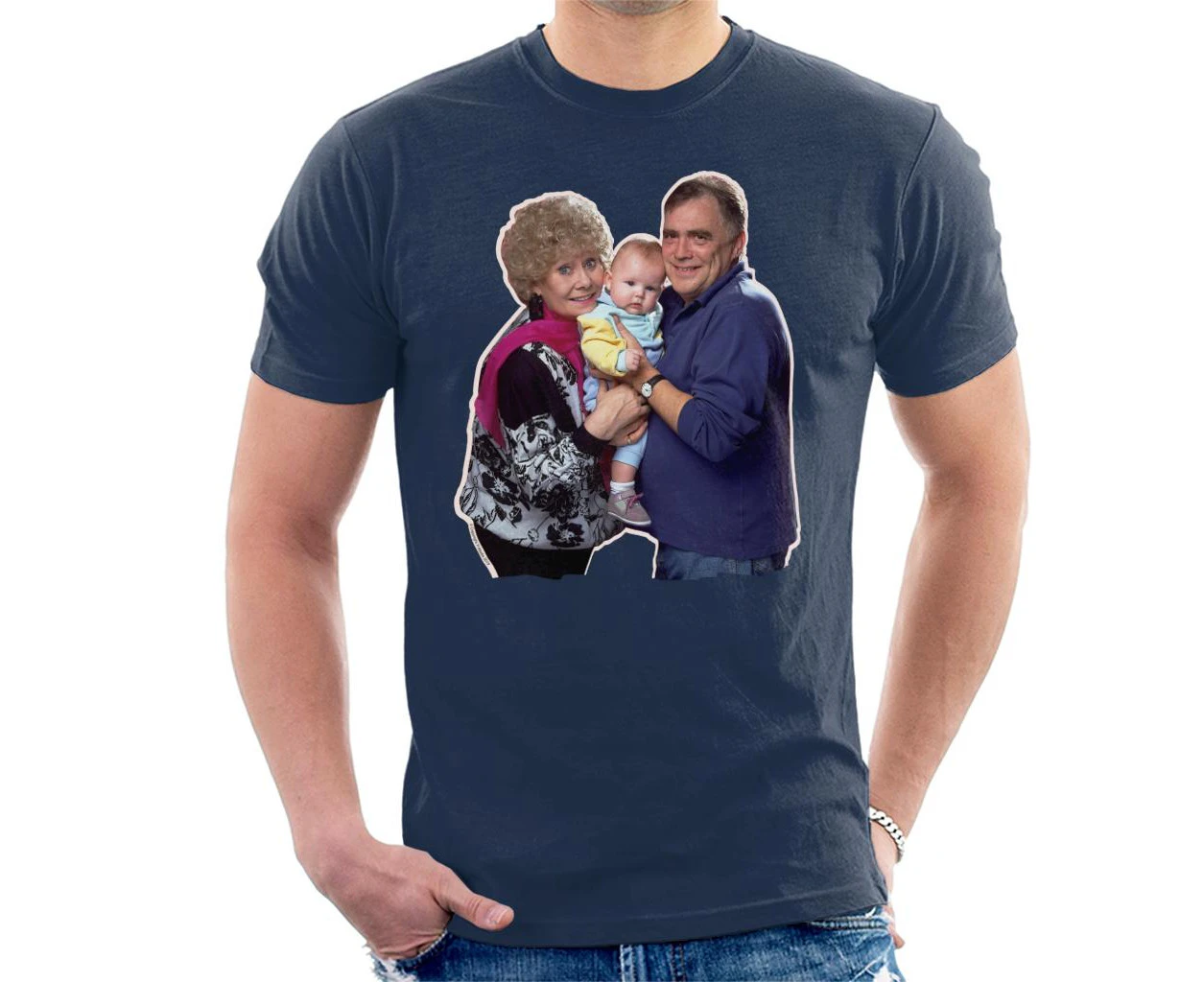 TV Times Coronation Streets Jack And Vera Duckworth Men's T-Shirt - Navy Blue