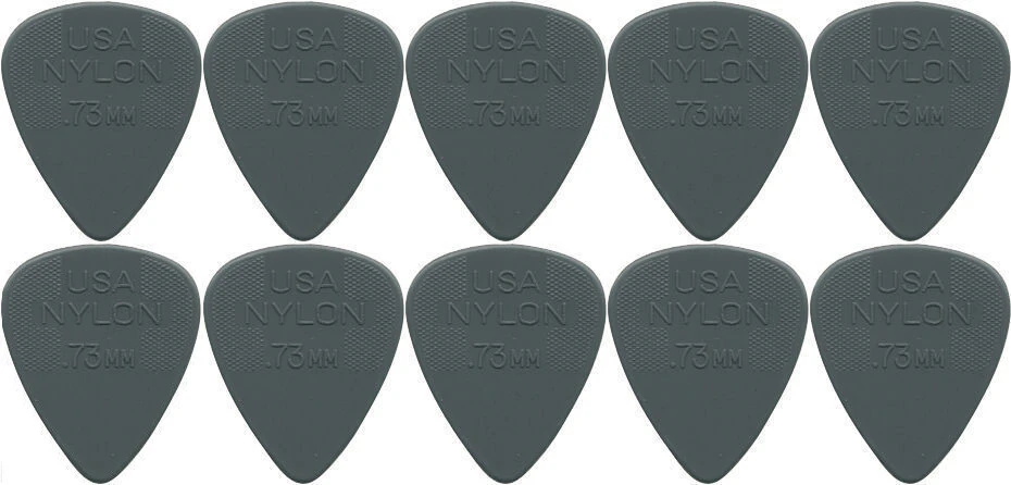 10 x Dunlop Nylon Standard "Greys" .73MM Gauge Guitar Picks