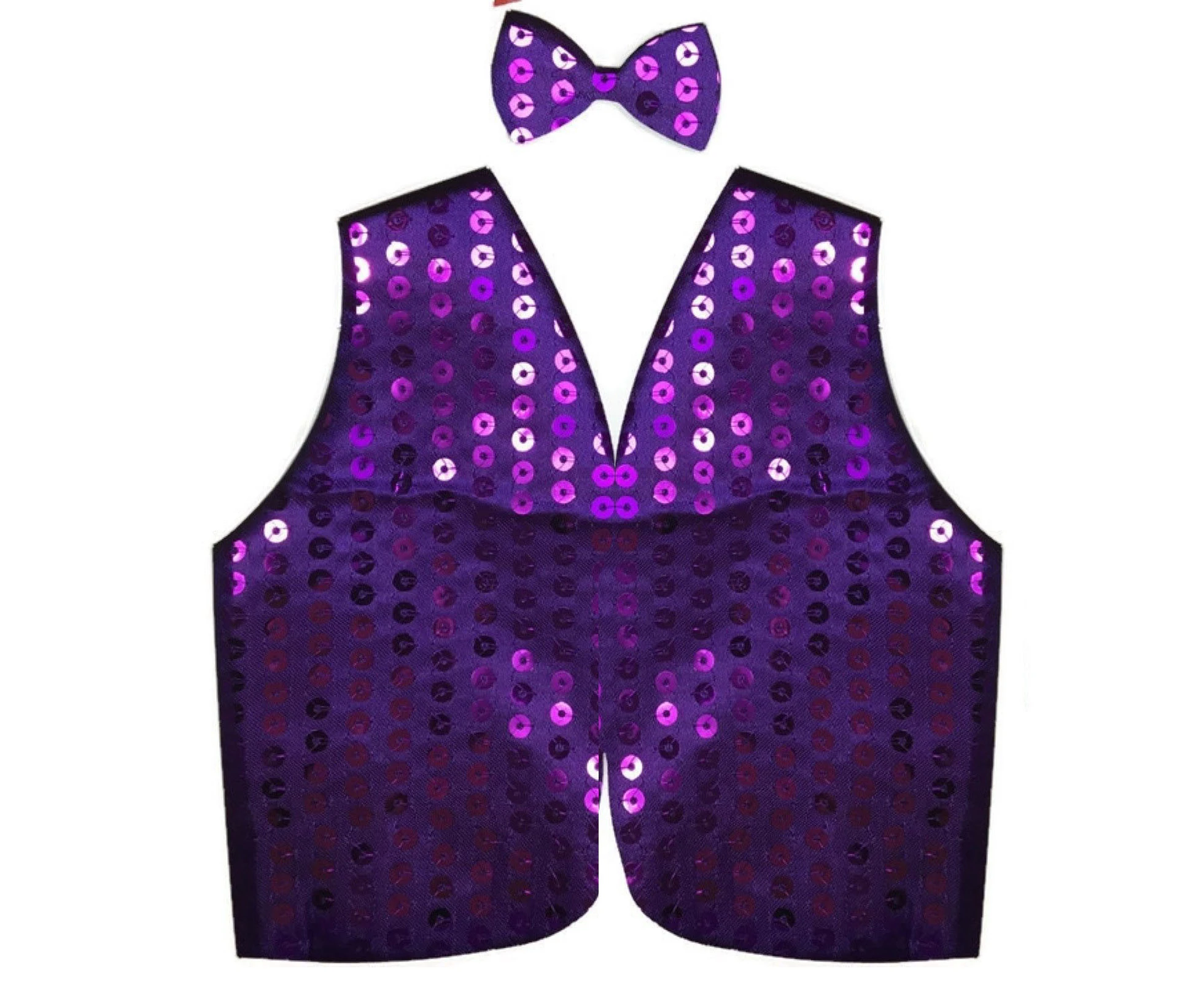 Men's Sequin Vest Dance Sparkle Waistcoat Party Costume - Purple