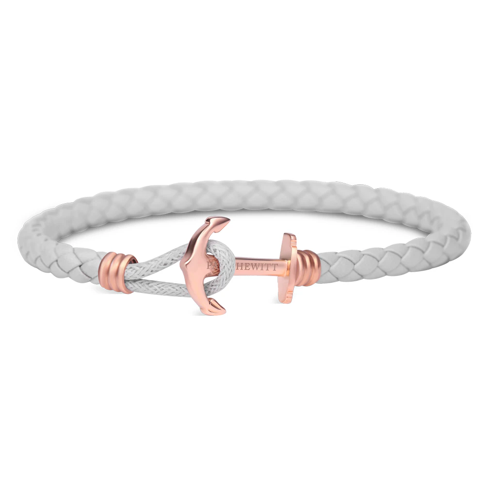 Paul Hewitt Phrep Lite Leather Rose Gold / Grey Bracelet - L