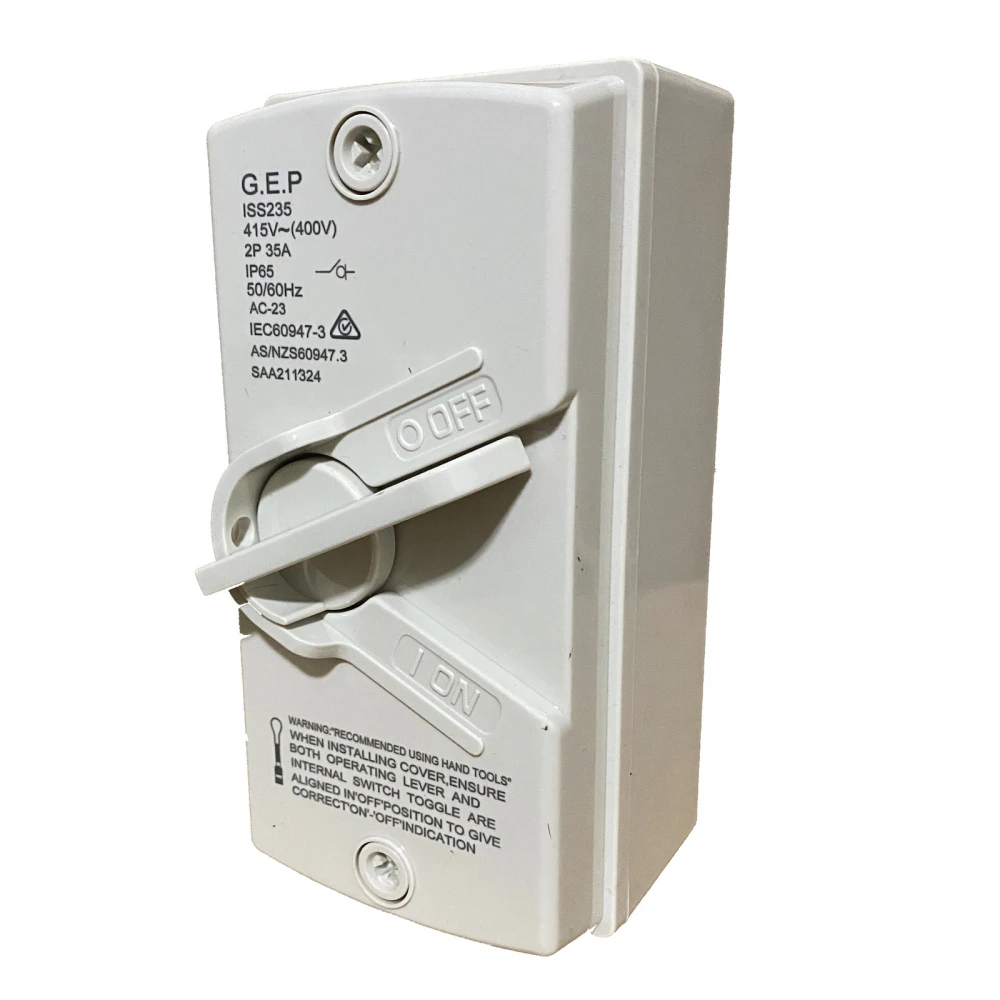 G.E.P 2 Pole Weatherproof Isolator Switch 35Amp