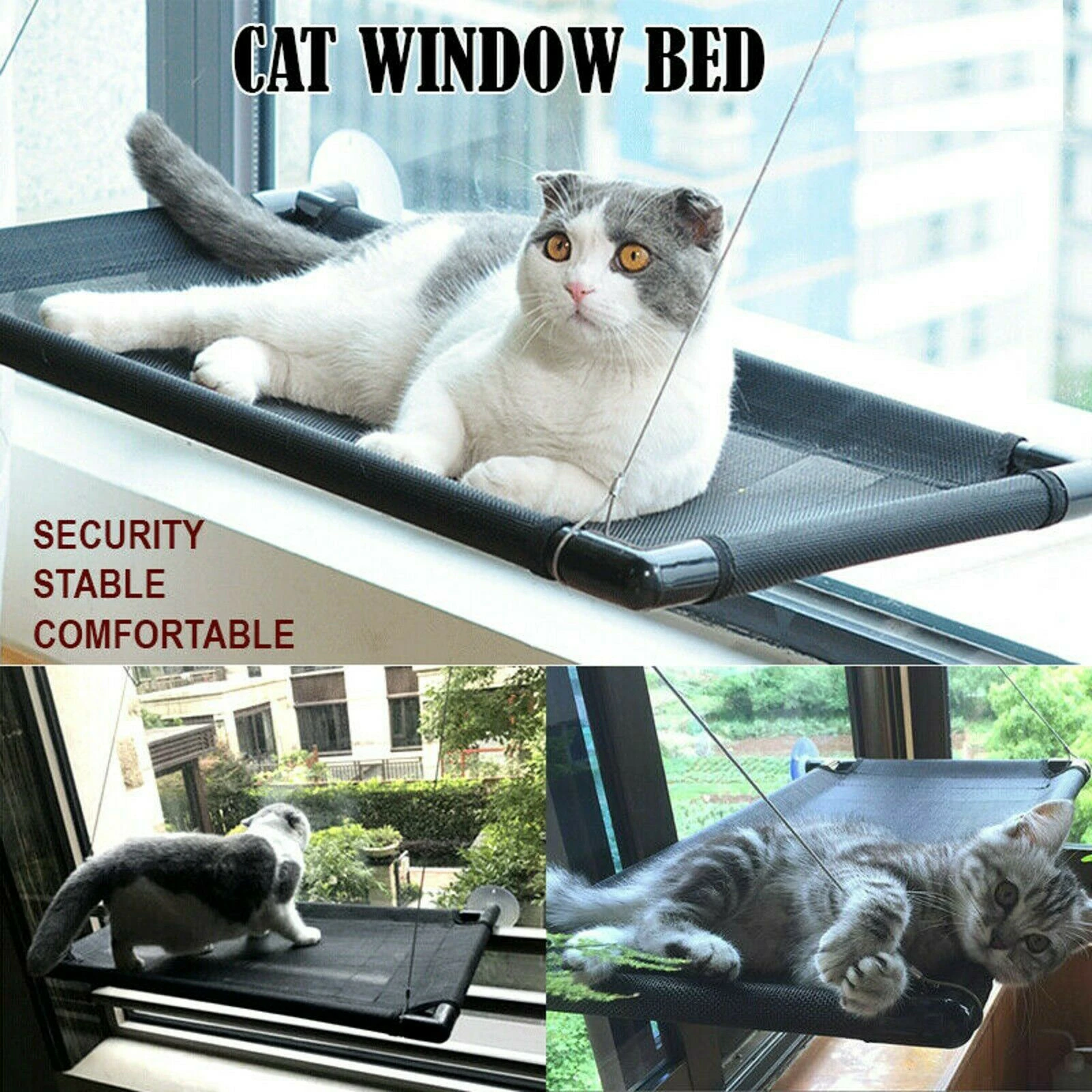 Pet Cat Window Hammock Perch Bed Hold Up To 60lbs Mounted Durable Seat AU