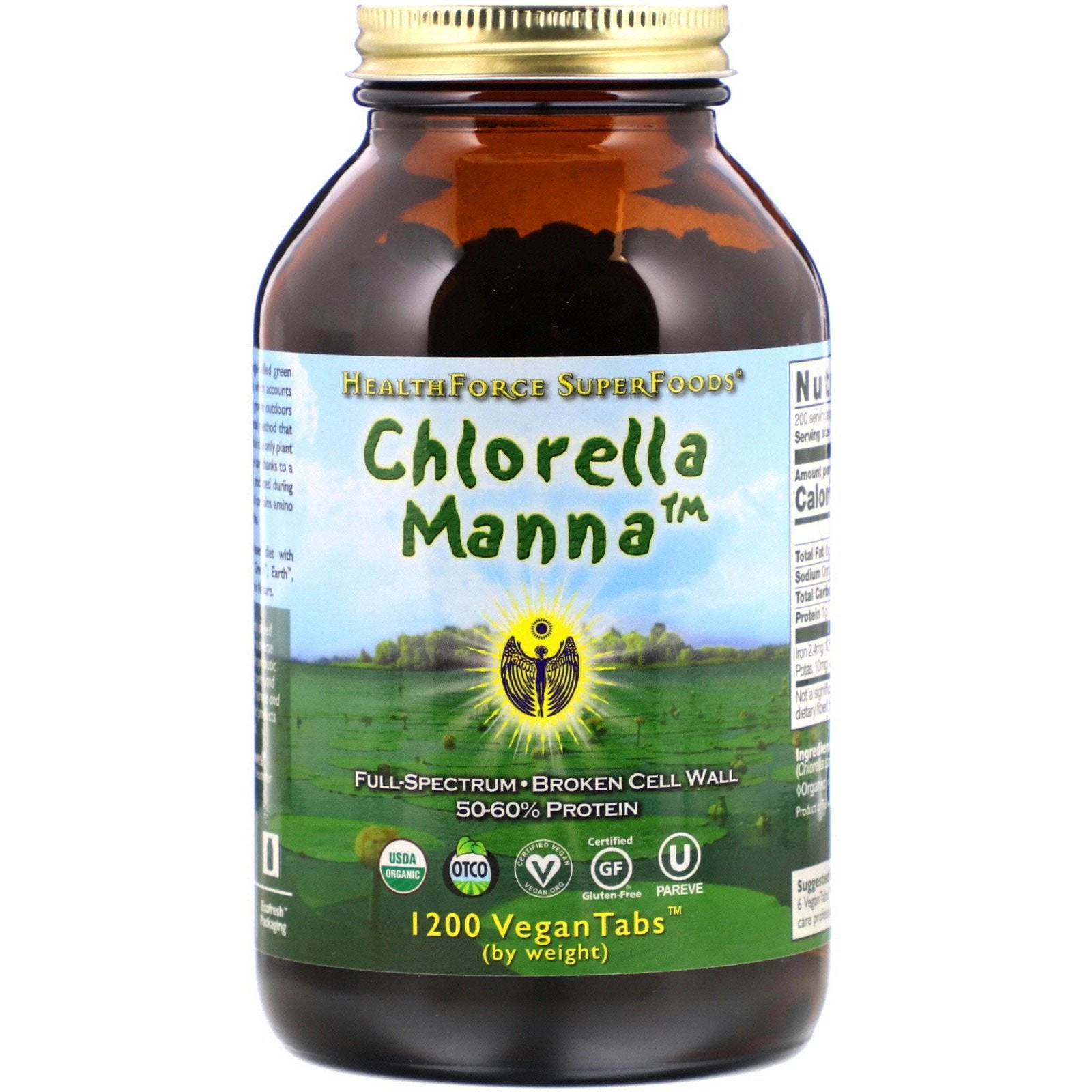 HealthForce Superfoods, Chlorella Manna, 1200 VeganTabs