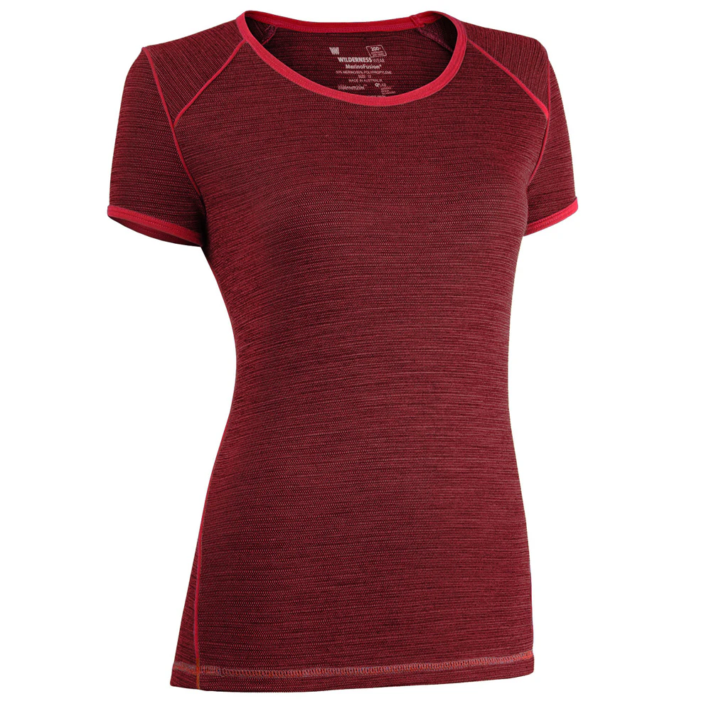 Wilderness Women Short Sleeve Tee Top Shirt Thermal Activewear Shiraz - Shiraz