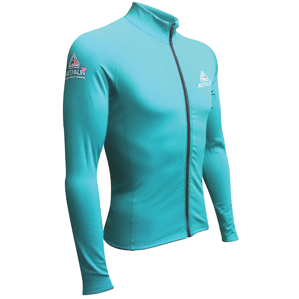 2P Thermal Ziptop Long Sleeve Rashtop (Aqua) - Large