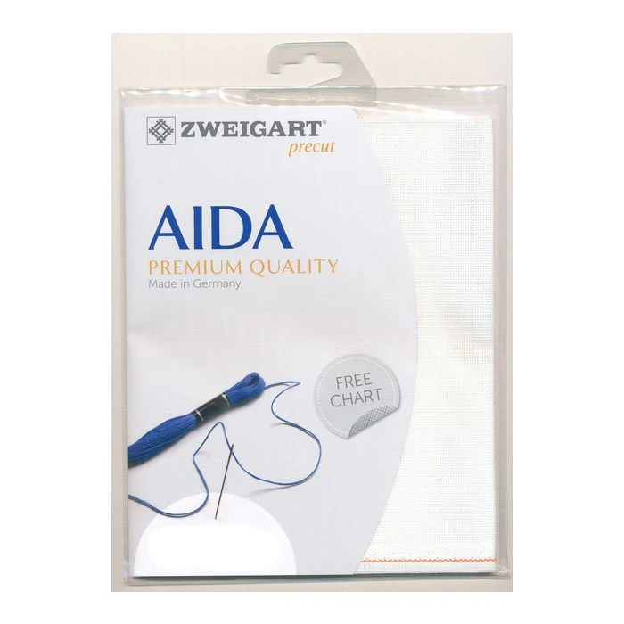 Zweigart Cross X Stitch Aida Cloth 18 Count White 36x48cm Fabric