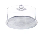 Davis & Waddell Cake Stand with Dome Nuvolo Marble Round Charcuterie Cheese Holder Serving Platter Food Cloche