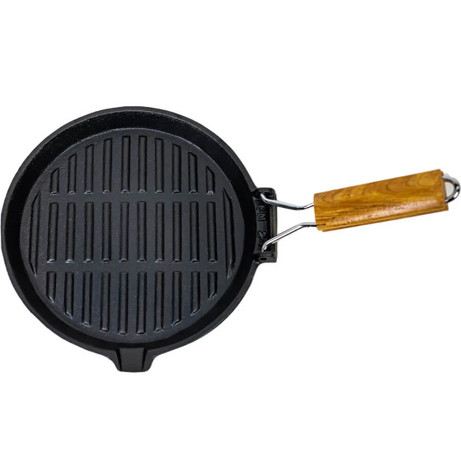 Cast Iron Round Frypan with Folding Handle 240mm| Preseasoned