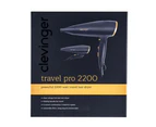 Clevinger Travel Pro 2200W Electric Hair Dryer Foldable Styling Blow Dry Black