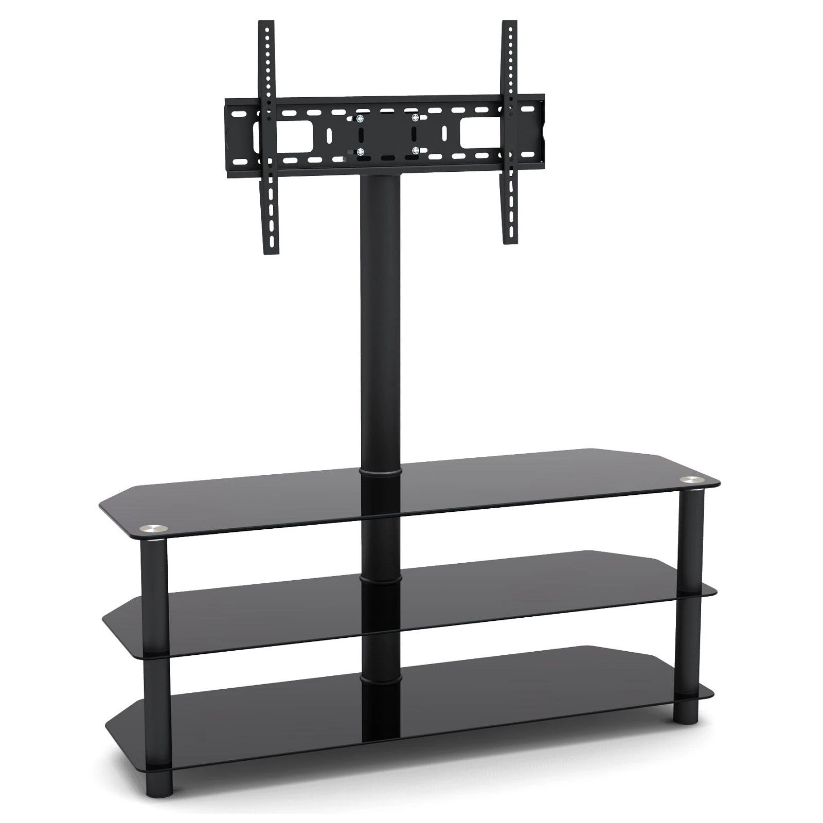 3 Shelf Tempered Glass TV Stand with Bracket 32 - 55 inch 1200mm Wide Black