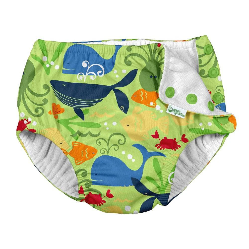 Green Sprouts | Swim Diaper Snap Reusable Absorbent - Green Sealife