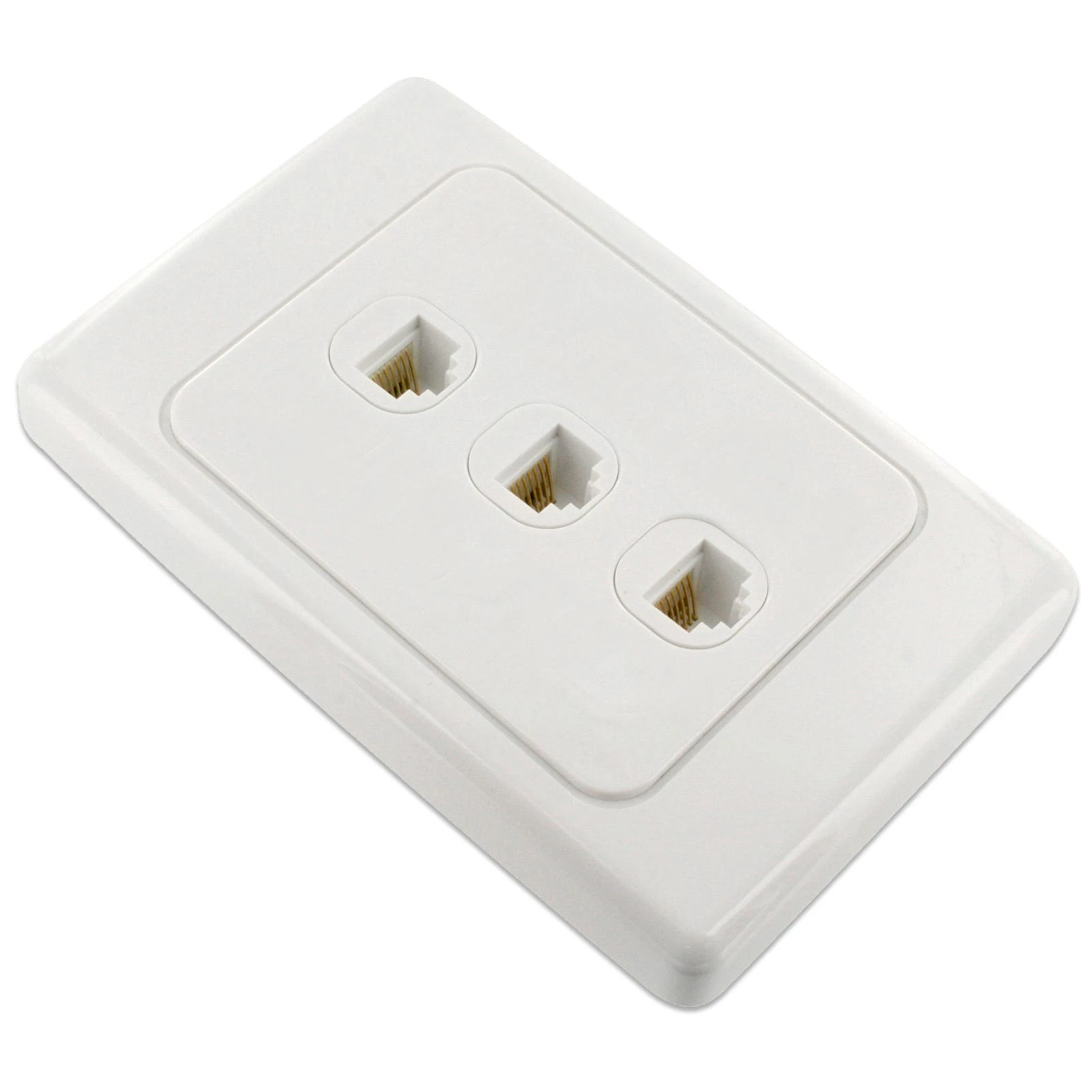 Network Wall Plate 3 Port Gang for CAT6 LAN RJ45 8P8C Cable Plug to Plug