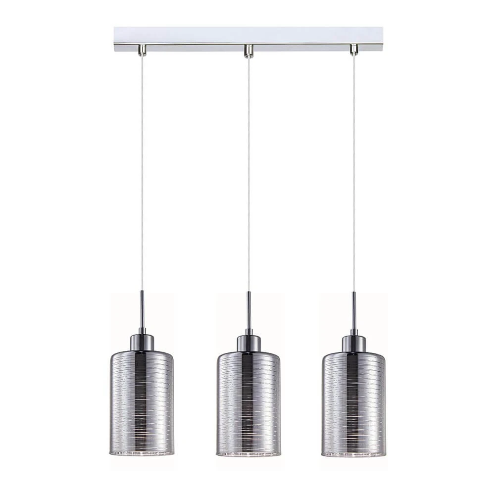 CLA LIGHTING Espejo 3 Streaks Glass Pendant Lights - Linear Base - Chrome